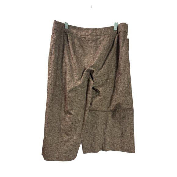 Vintage Y2K Lane Bryant Womens Wide Leg Brown Capri Pants 14 Cotton Linen Blend - Picture 2 of 4